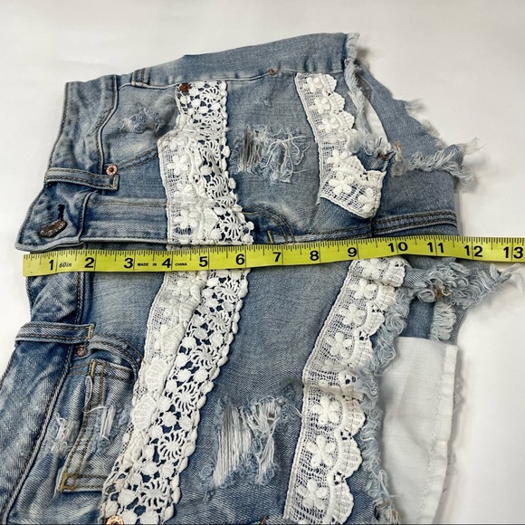 American Eagle Womens Size 6 Hi Rise Shortie Shorts Jean Lace Stretch #0424 - Picture 11 of 11